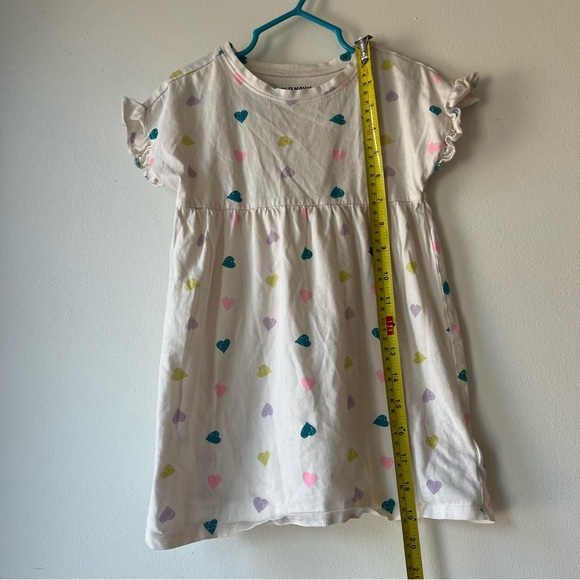 🌼 5/$25 Old Navy Girls Heart Print Dress White Multicolor Short Sleeve Size 4T - Picture 7 of 8